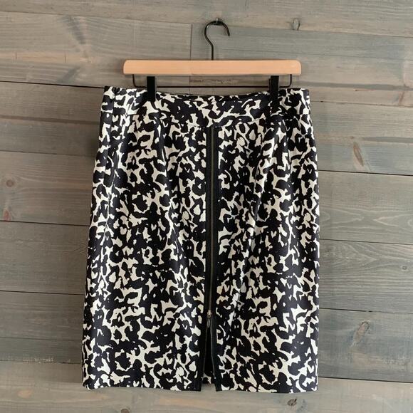 CLASSIQUES ENRIER | Women’s Silk Wool Blend Pencil Skirt Black White Size 12 - Picture 6 of 6